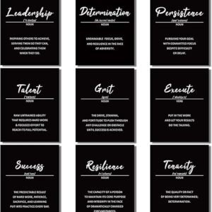9 Pieces Inspirational Phrases Wall Art Prints Motivational Sayings Quote Poster Positive Print Decoration for Teens Adults Living Room Office Classroom College Decor, Unframed, 8 x 10 Inch (Black)