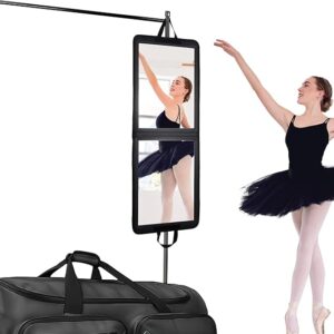 LPHUMEX Foldable Portable Full Length Mirror for Camping, Travel, Dancers, 32x13 Inch, Black, Hanging Folding Mirror for Dance, Full Body Travel Mirror