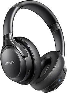 BERIBES Bluetooth Headphones Over Ear, 65H Playtime and 6 EQ Music Modes Wireless Headphones with Microphone, HiFi Stereo Foldable Lightweight Headsets, Deep Bass for Home Office Cellphone PC Ect.