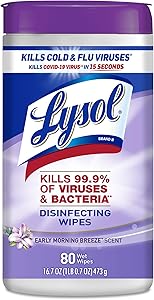 Lysol Disinfectant Wipes, Multi-Surface Antibacterial Cleaning Wipes, For Disinfecting and Cleaning, Early Morning Breeze, 80 Count (Pack of 1)