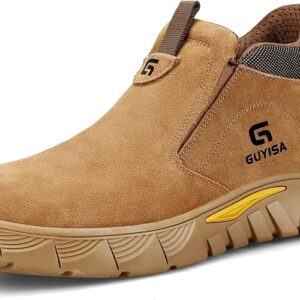 GLANOUDUN Welding Work Boots for Men Slip on Steel Toe Shoes for Men Indestructible Steel Toe Boots Welder Men's Working Shoes Fireproof Safety Footwear for Construction Men's Work & Safety Footwear