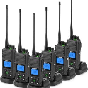 SAMCOM FPCN30A Two Way Radios Long Range 5 Watts Walkie Talkies for Adults Rechargeable 2 Way Radios UHF Programmable Handheld Business Radio 1500mAh Battery with Earpieces,Group Call, 6 Packs