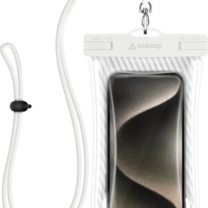 Waterproof Phone Pouch [Floating Airbag Design] Universal IPX8 Cellphone Case Dry Bag with Lanyard for iPhone 16 15 14 13 Pro Max Galaxy S24 S23 Phones Up to 6.9'' for Beach Vacation, White