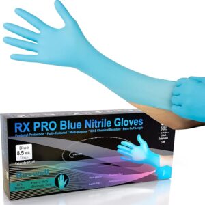 Raxwell Disposable Extended Cuff Nitrile Gloves | Heavy Duty Long Nitrile Gloves 8.5mil Disposable Latex Free Cleaning Gloves