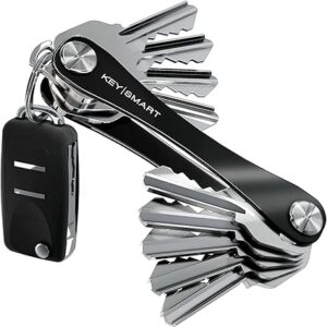 KEYSMART Key Holder for Keychain - Compact Key Organizer for Key Chain, Minimalist Clutter-Free EDC Keychains, Key Ring for Car Fobs Key Chains, Expandable (Up to 14 Keys, Black)