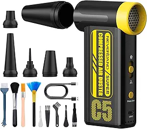 NEVERLAND Compressed Air Duster - 240000RPM Electric Duster, 8-Gear Rechargeable Air Blower, Replace Canned Air, Cordless Mini Turbo Fan Jet Blower for Computer, Keyboard, Home, Car Cleaning & Outdoor