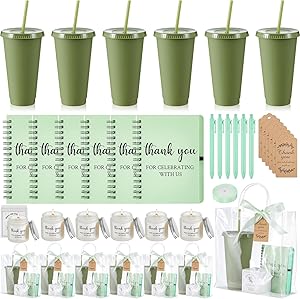 Talltalk 6 Sets Baby Shower Prizes for Game Wedding Bridal Shower Winners Gifts Guest Favors Luggage Tag Handheld Fan Cup Notebooks Silk Eye Mask Ballpoint Pen Card Gift Bags