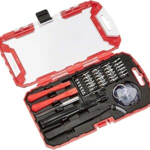 Amazon Basics Electronics Screwdriver Set, 32-Piece Tool Kit for Repair and Maintenance, Red