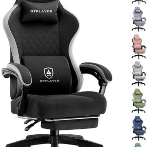 GTPLAYER Gaming Chair, Computer Office Chair with Pocket Spring Cushion, Linkage Armrests and Footrest, High Back Ergonomic Computer Chair with Lumbar Support Task Chair with Footrest(Black)