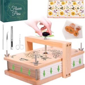 Aboofx Large Flower Press Kit, 6 Layers 11.8" x 8.3" Even Pressure for DIY Arts and Crafts, Dried Flower Plant Preservation Gift for Adult Craft Lovers, Wood