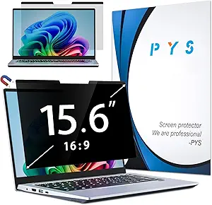 PYS Magnetic Laptop Privacy Screen Filter 15.6 Inch 16:9 - Detachable Computer Screen Privacy Shield, Anti-Glare Blue Light, Removable 15.6" Screen Protector for Lenovo, HP, Dell, Acer, ASUS