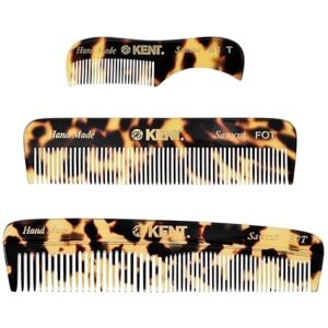 Kent Handmade Beard Grooming Kit - Pocket Comb Set for Men's Mustache and Beard Care, Mini Combs for Travel and Home Use