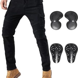 CTBQiTom Motorcycle Pants for Men Motocross Riding Pants Motorbike Riding Denim Jeans Adventure Trousers with CE Armor