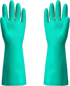 ThxToms Chemical Resistant Nitrile Gloves, Resist Household Acid, Alkali, Solvent and Oil, Latex Rubber Free, 1 Pair Medium