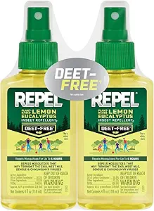 Repel Plant-Based Lemon Eucalyptus Insect Repellent, Mosquito Repellent, Pump Spray, 4 Ounce, (Pack of 2)