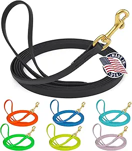 Viper Biothane Working Tracking Lead Leash Long Line for Dogs, Black 1/2" x 15ft