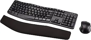 Amazon Basics Ergonomic Wireless Keyboard and Mouse Combo for Comfortable PC and Laptop Use, 2.4 GHz USB, Black