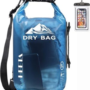 HEETA Dry Bag Waterproof for Women Men, 5L/10L/20L/30L/40L Roll Top Lightweight Dry Storage Bag Backpack with Phone Case for Travel Swimming Boating Kayaking Paddle Board Camping Beach Accessories