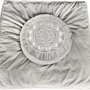 Florensi Meditation Cushion - Comfortable Floor Pillow - Traditional Tibetan Meditation Pillow with Beautiful Velvet Cover - Large Floor Cushion Seating for Adults - Premium Yoga Buckwheat Bolster