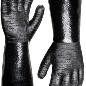 932°F Extreme Heat Resistant Gloves for Grill BBQ,Aillary Waterproof Long Sleeve Pit Grill Gloves for Fryer, Baking, Oven,Smoker,Fireproof, Oil Resistant Neoprene Coating(14-Inch )