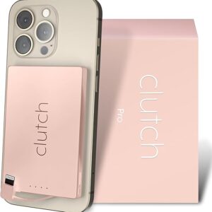 Clutch - Pro Portable Charger - Compatible with Apple Phones & Small Devices - Power Bank - Magnetic Battery Pack - TSA Approved Travel Charger - USB Rechargeable - Built-in Cable - 3.7oz - Pink