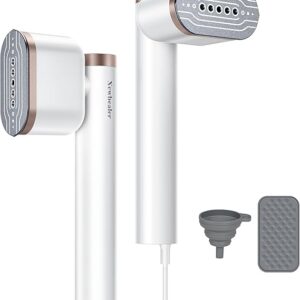 Newbealer Steamer for Clothes, 1200W Portable Steam Iron, 2 Steam Levels, Horizontal and Vertical Steaming, Dry Ironing, 15s Heat Up, Rotatable, 302°F Garment Wrinkle Remover (120V Only)