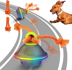 Interactive Dog Toys, Automatic Moving and Rolling Dogs Ball with Rope, Motion-Activated Wicked Ball with Voice Recording for Small Medium Pup, Stimulation Toy for Boredom Relief Blue
