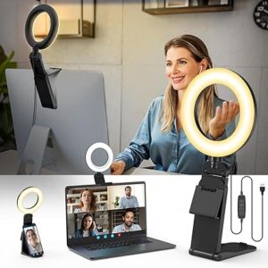 Evershop Ring Light for Laptop Desk Clip On,Small Computer Video Conference Lighting with Stand for Phone/Webcam/Monitor,5" Portable Mini LED Selfie Light Desktop for Zoom Meeting/Video Call/Recording