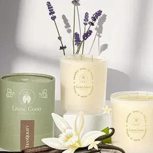 Tranquility - Vanilla & Lavender Pure Beeswax – 90+ Hours Long Burning Classically Designed Non-Toxic Scented Candles for Relaxing and Aromatherapy to Stress & Anxiety Relief - 15 oz