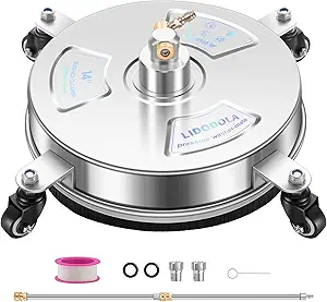 14" Pressure Washer Surface Cleaner with 4 Wheels - Stainless Steel Surface Cleaner for Pressure Washer Attachment for Concrete, Patio, Sidewalk, Deck and Driveways - PWS14