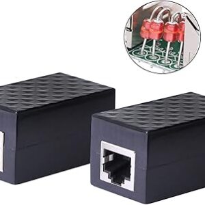 CERRXIAN Ethernet Surge Protector RJ45 Coupler Female to Female Network Surge Protector Outdoor Arrester Protection Device Extension Adapter(2-Pack)