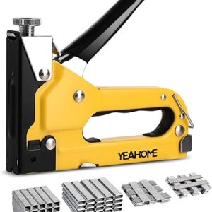 Upholstery Staple Gun Heavy Duty, YEAHOME 4-in-1 Stapler Gun with 4000 Staples, Manual Brad Nailer Power Adjustment Stapler Gun for Wood, Crafts, Carpentry, Decoration DIY