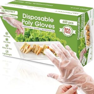 Keppi 600 pcs Plastic Gloves - BPA & Latex Free - For Food Handling - Food Safe - Disposable Gloves for Cooking - Bulk Purchase - Great Fit
