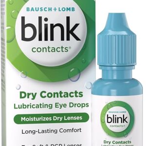 BLINK Contacts Lubricating Eye Drops for Soft & RGP Contact Lenses, Lubricant Eye Drops with Hyaluronate for Hydration, Moisturizing & Comforting Daily Eye Care, 0.34 fl oz