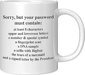 Funny Password Coffee Mug – IT Humor Gift for System Administrators, Programmers, Cybersecurity & Tech Support, 11oz White Ceramic Cup