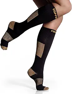 CopperJoint Copper Compression Socks for Women & Men, Knee High Compression for Circulation, Socks for Nurses, Running, Travel & Everyday Use, Ideal Gifts for Women & Men, Copper Infused Nylon, Small