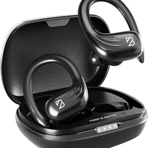 Back Bay Audio Runner 60 Wireless Running Earbuds, 80 Hour Long Battery Life Over The Ear Earbuds with EarHooks, Wrap Around Earphones Wireless Bluetooth Earbuds with Microphone, in Ear Headphones