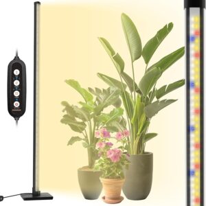 GLOWRIUM Standing Grow Light with Auto-Timer, 36W Vertical Grow Lights for Indoor Plants,3 Light Modes,268 LEDs Detachable Full Spectrum Plant Lights for Wide Area Coverage in Indoor Plants (60 in)