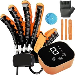 Rehabilitation Robot Gloves Hemiplegia Hand Stroke Recovery Equipment with 3 Training Modes, Robot Hand Glove Finger Trainer with Strength Adjustment