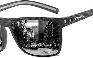 ZENOTTIC Polarized Sunglasses for Men Lightweight TR90 Frame UV400 Protection Square Sun Glasses