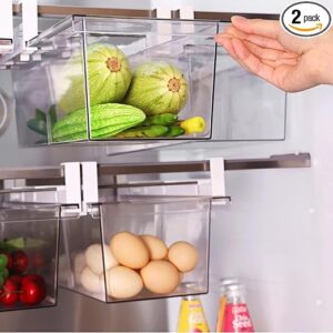 Yatmung 2 Pack Extra-Large Deli Drawer Organizer for Refrigerator Pull Out - Fridge Organization Bin for Meat, Cheese, Produce - Sliding Storage Containers