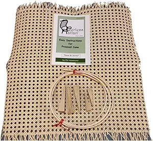 Pressed Cane Webbing Kit, Has an 18"x18" Piece of 1/2" Fine Open Cane Mesh, 6' of #8 Spline, 5 Wood Wedges & Full Color Instruction Booklet by Ed Hammond (Breuer)