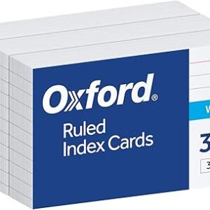 Oxford Ruled Index Cards, 3" x 5", White, Lined Index Flashcards, 300 per Pack (10022)