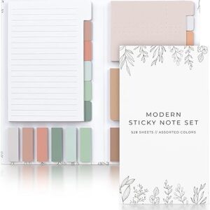 Aesthetic Pastel Sticky Notes Set of 528 with Tabs For Bible Study - Incl. Sturdy Cover to Keep Your Notes Safe - Cute School Accessories, College, Students, Teachers or Office Desk Supplies for Women