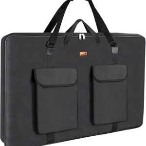 Art Portfolio Case 24 x 36, Artist portfolio bag 2K water resistant Canvas Carrying Case with Tote, Portfolio Folder for Artwork Storage for Poster Board Drawing supplies.Soft (Black)