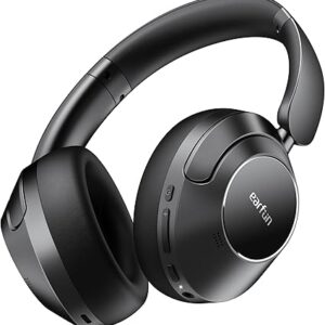 EarFun Wave Pro Active Noise Canceling Headphones, Wireless Over Ear Bluetooth Headphones, LDAC Hi-Res Sound, 5 Mics AI Clear Call, 80H Playtime, Multipoint Connection, Comfort Fit, Custom EQ via App