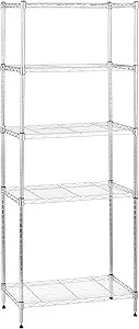 Amazon Basics 5-Shelf Adjustable, Storage Shelving Unit, (200 Pound Loading Capacity per Shelf), Steel Organizer Wire Rack, 23.2 x 13.4 x 60 inches (LxWxH), Chrome