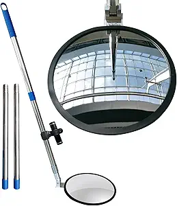 Portable Under Vehicle Inspection Mirror – Convex Under Car Search Mirror with Extendable Long Pole for Security Check Under Cars, Truck, Equipment, Over Shelves and Corners