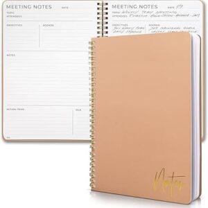 Beautiful Meeting Notebook For Work Organization - Easily Take Notes And Keep Agendas on Track - The Perfect Office Planner Supplies for Women & Men to Professionally Manage Business Projects - Pink