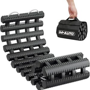 M-AUTO Tire Traction Mat Portable Recovery Track for Vehicle to Get Unstuck from Snow, Ice, Mud, and Sand, 24" Recovery Traction Mat with Bag for Cars, Trucks, Van or Fleet Vehicle, Load 7.7 Ton